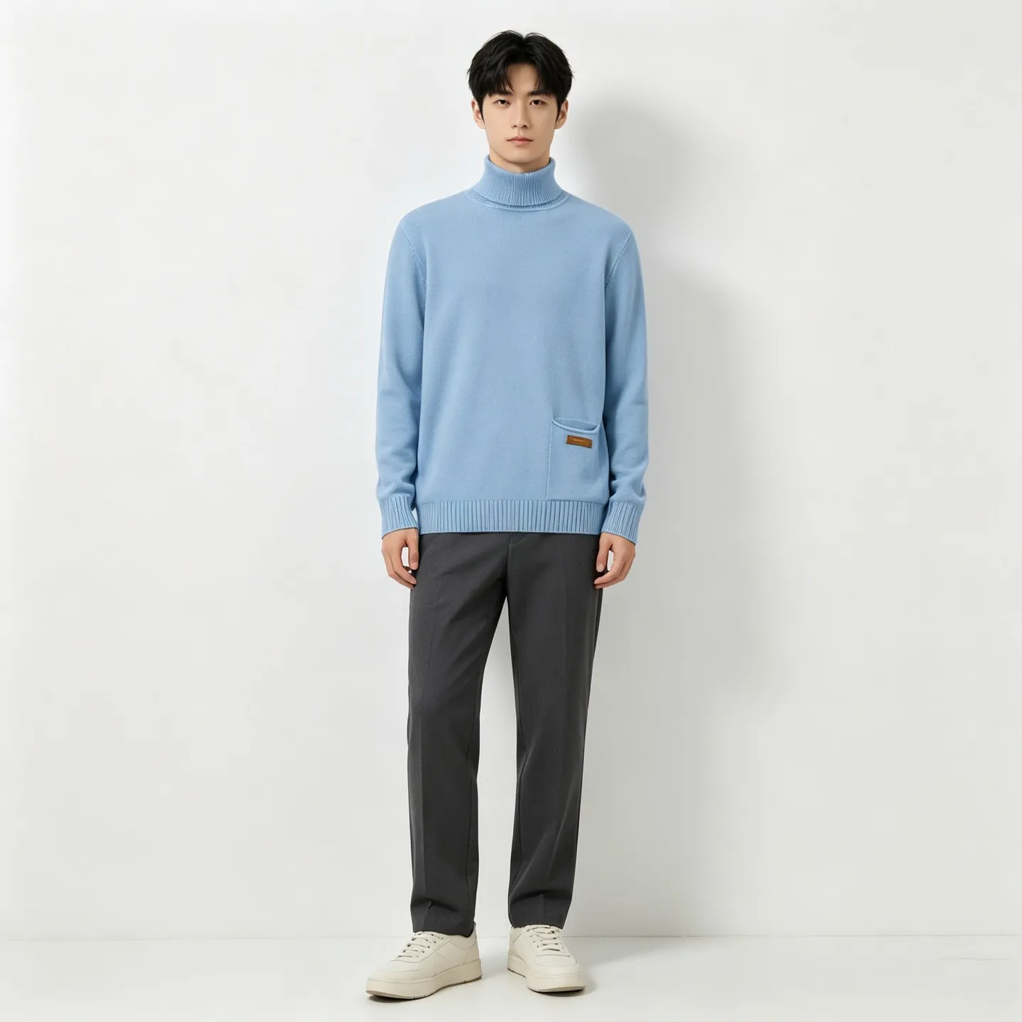 Louis Vuitton/Louis Vuitton pocket leather label turtleneck knitted sweater